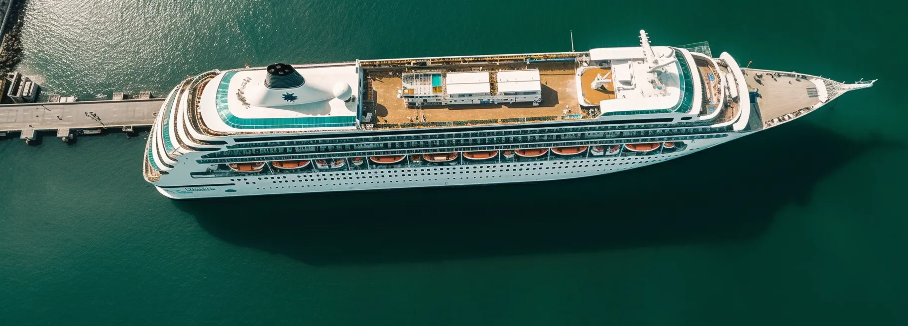 aerial scenic view shot of a cruise ship in Port of Miami